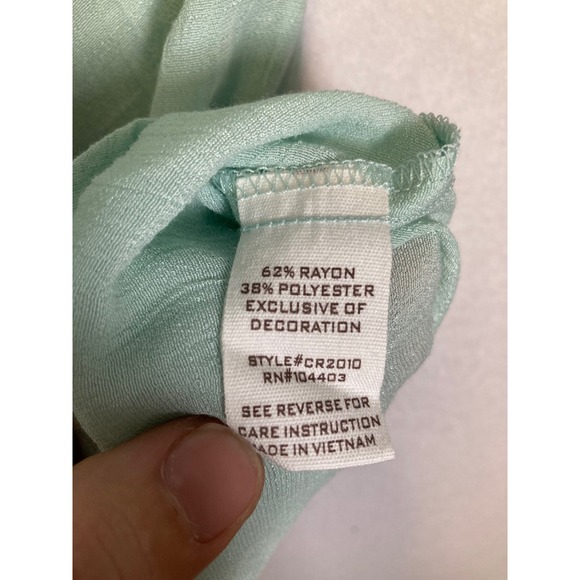 Romantic Boho Blu Pepper Women Large Mint Green Embroidered Boho Peasant Blouse - Picture 6 of 9